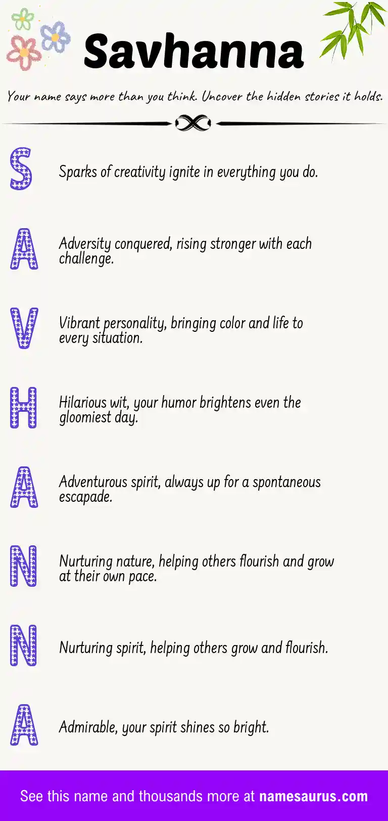 Acrostic poem about Savhanna.