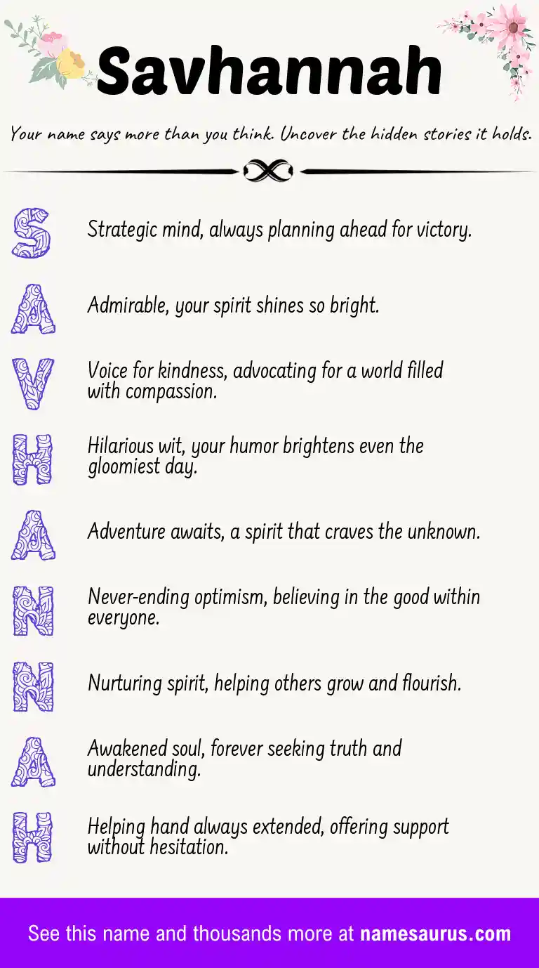 Acrostic poem about Savhannah.