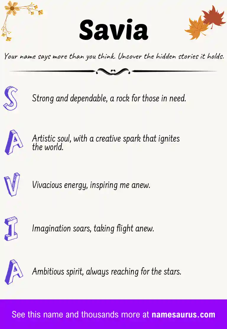 Acrostic poem about Savia.