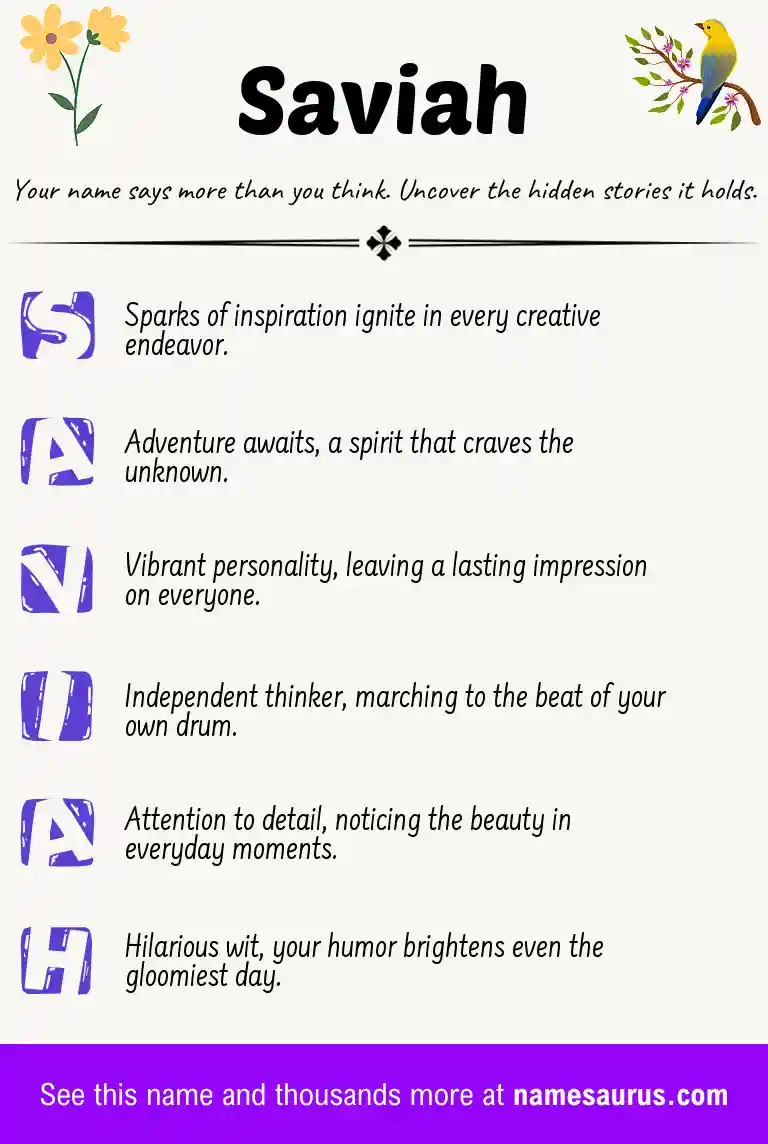 Acrostic poem about Saviah.