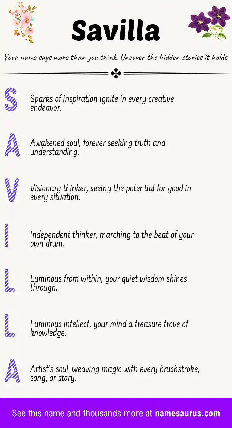 Acrostic poem about Savilla.