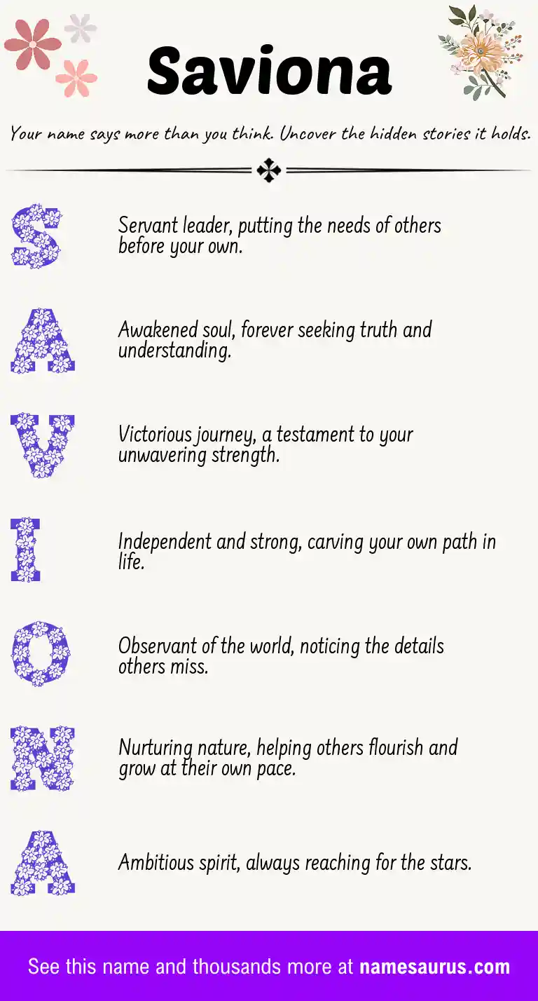 Acrostic poem about Saviona.