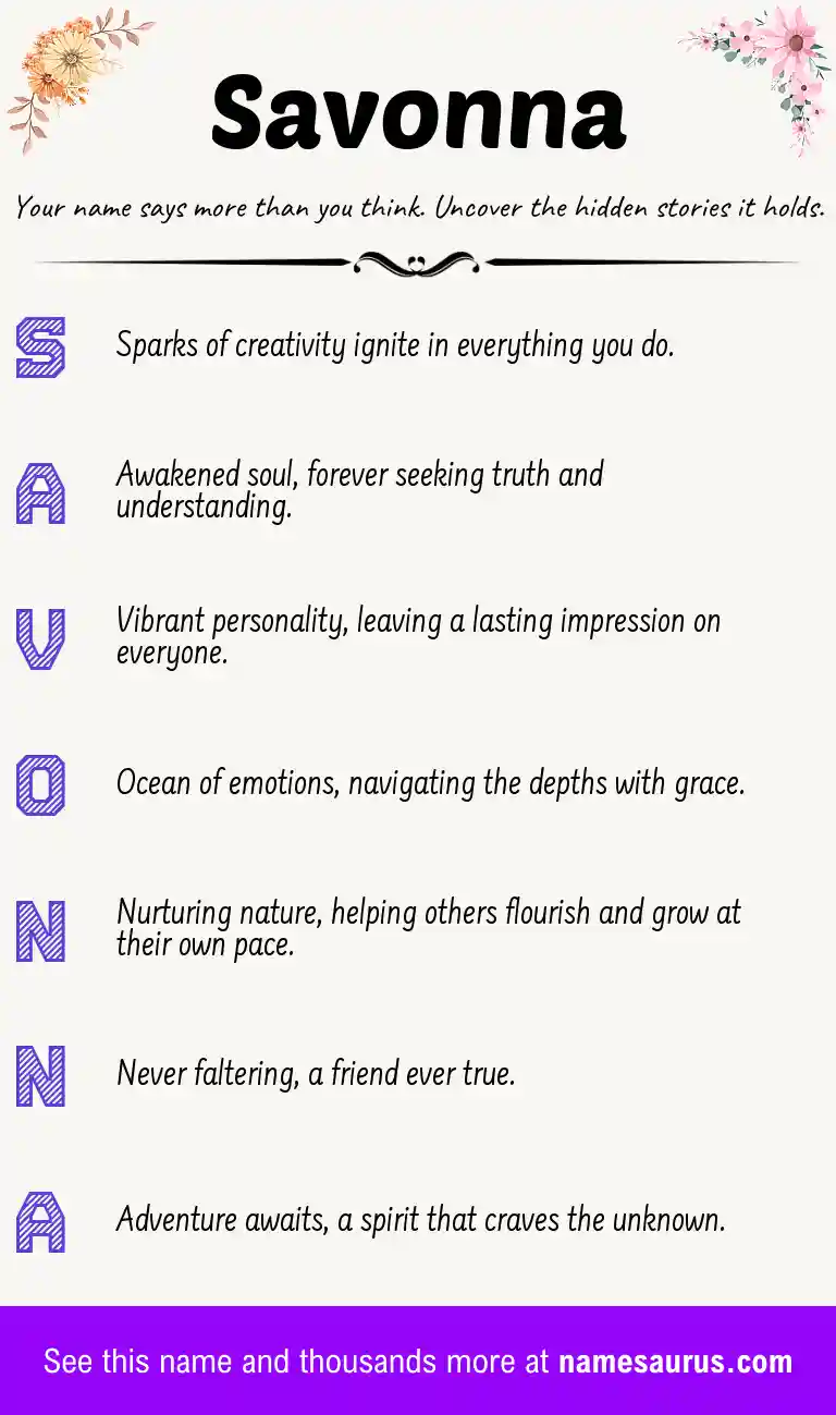 Acrostic poem about Savonna.
