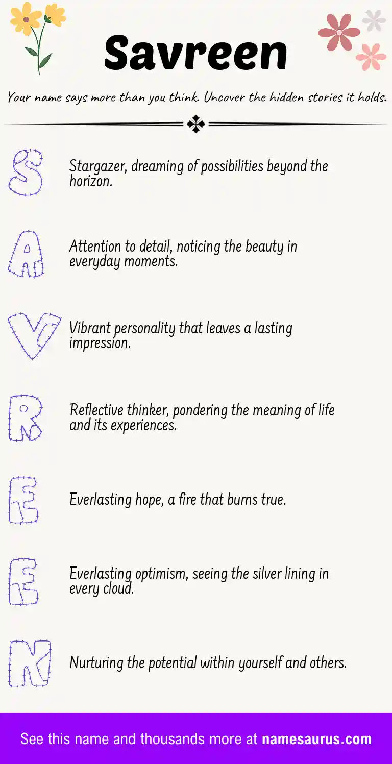 Acrostic poem about Savreen.