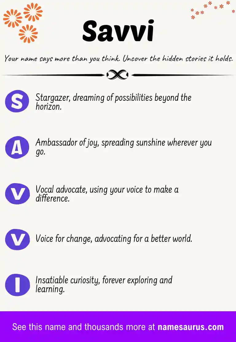 Acrostic poem about Savvi.