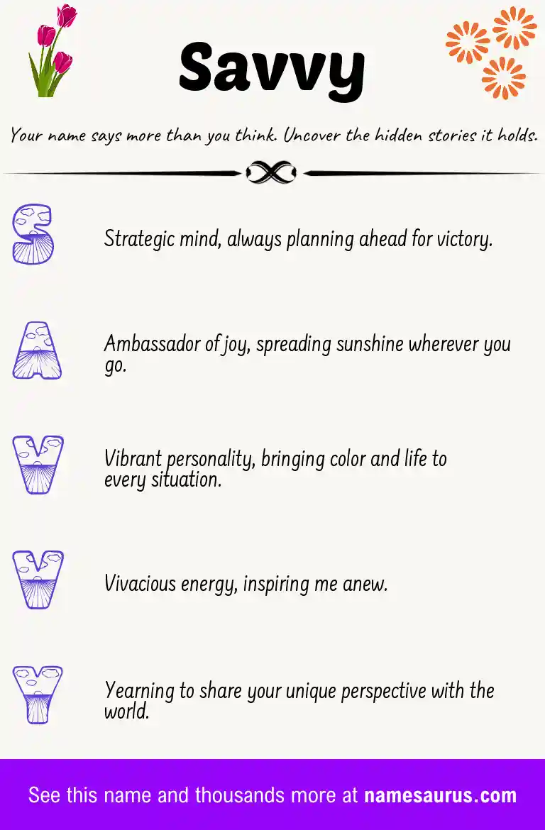 Acrostic poem about Savvy.