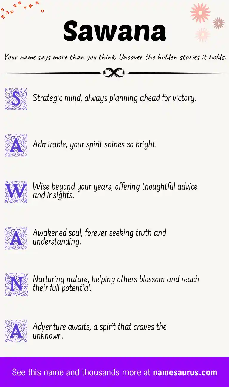 Acrostic poem about Sawana.