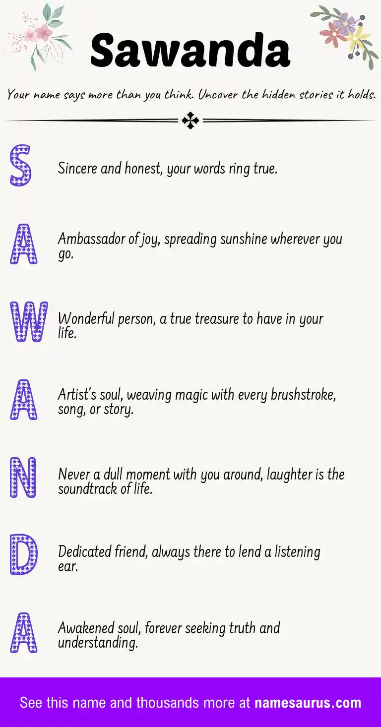 Acrostic poem about Sawanda.