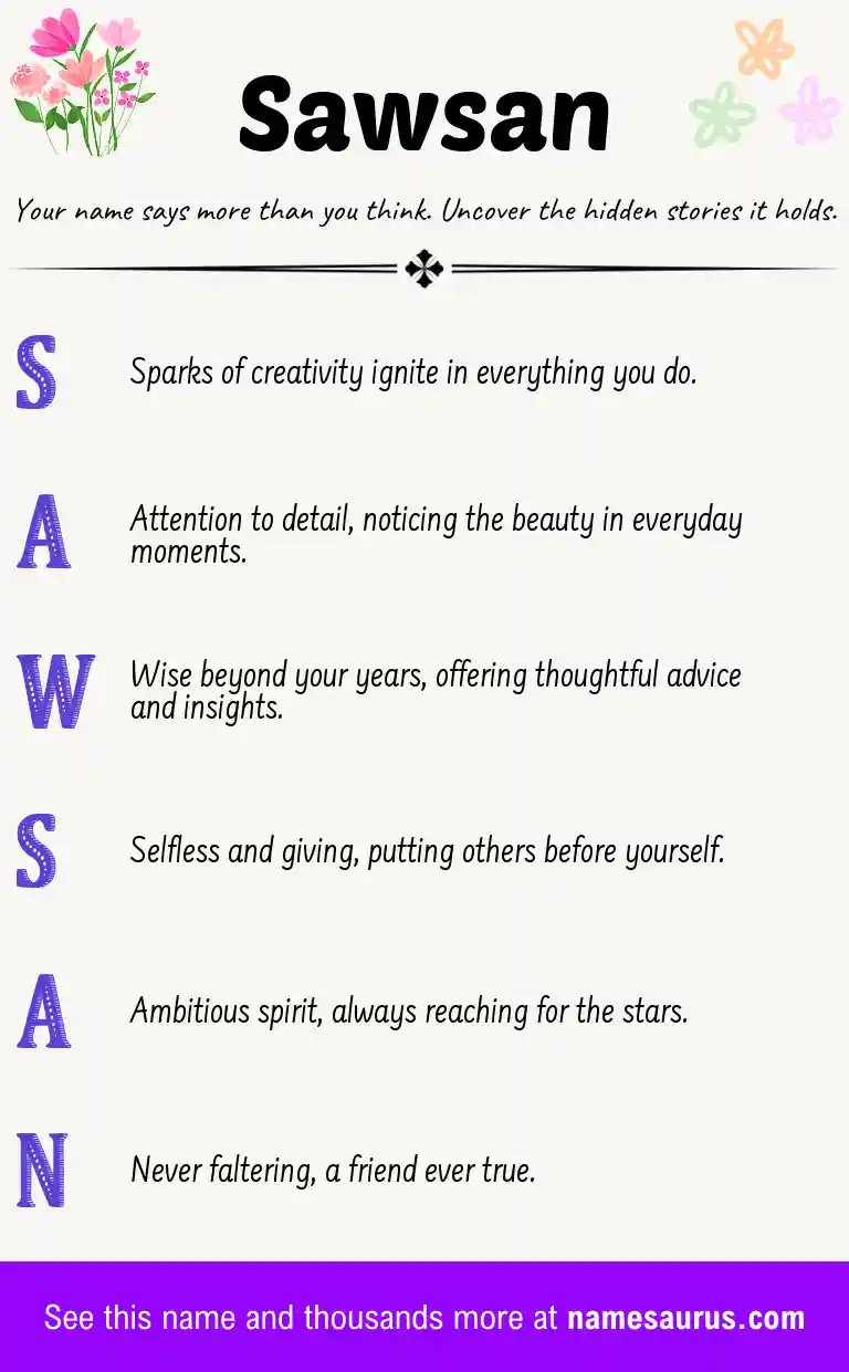 Acrostic poem about Sawsan.