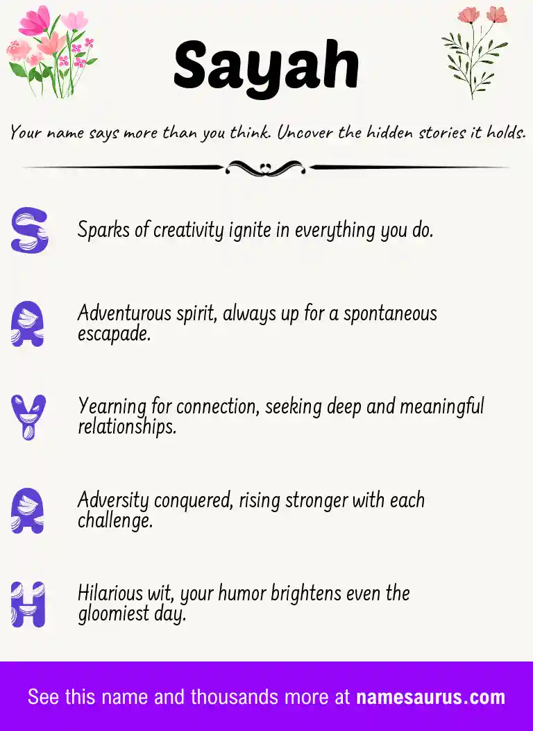 Acrostic poem about Sayah.