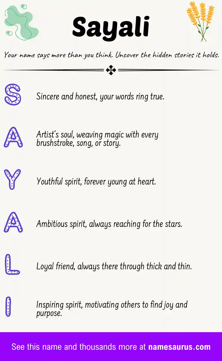 Acrostic poem about Sayali.