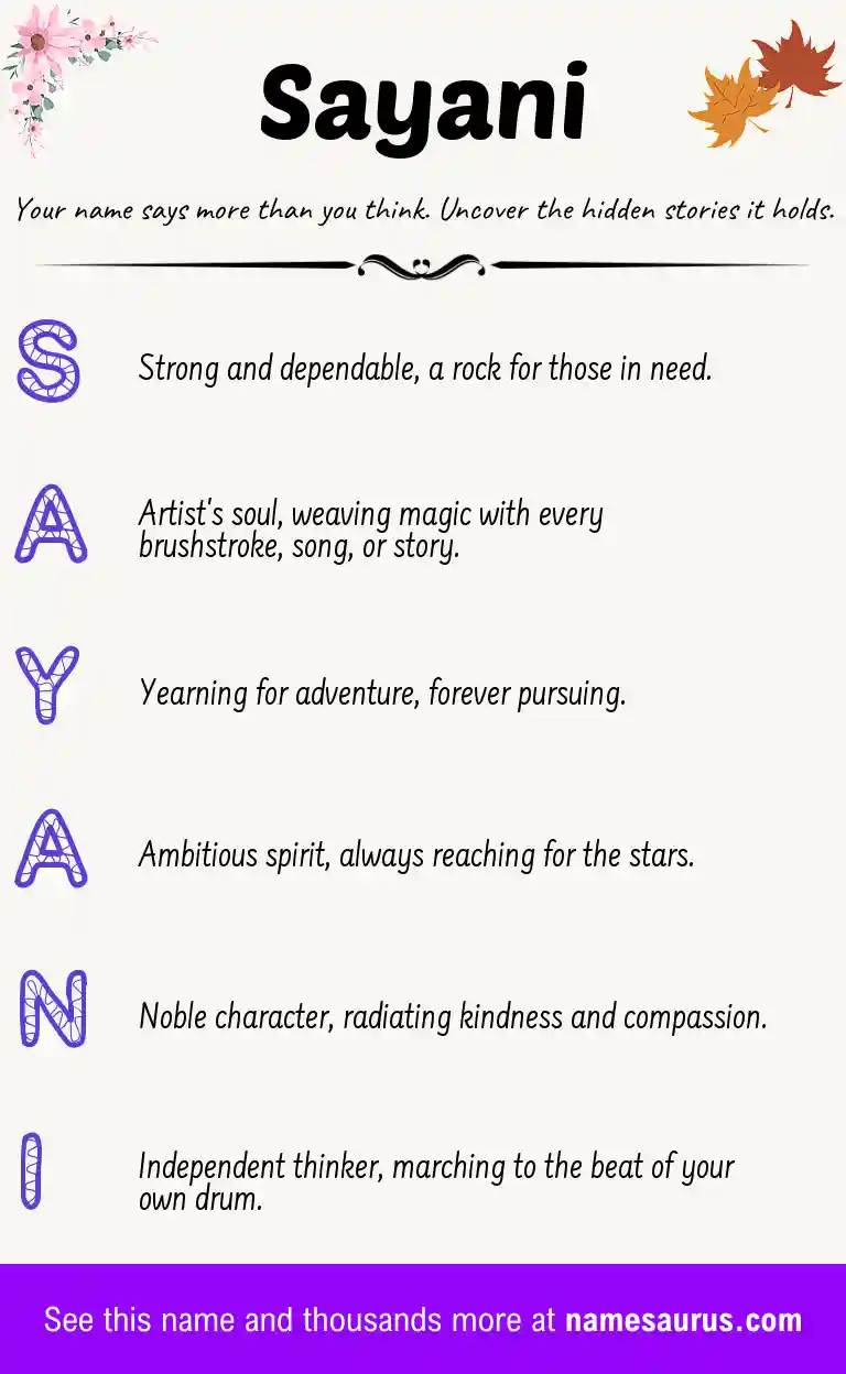 Acrostic poem about Sayani.