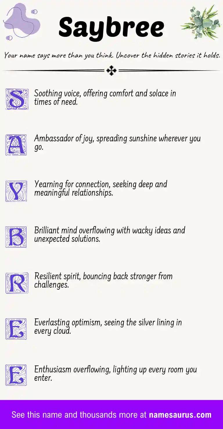Acrostic poem about Saybree.