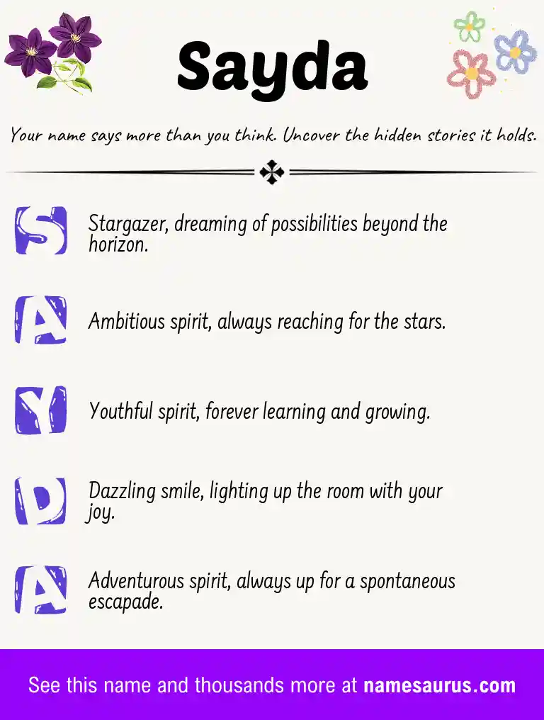 Acrostic poem about Sayda.