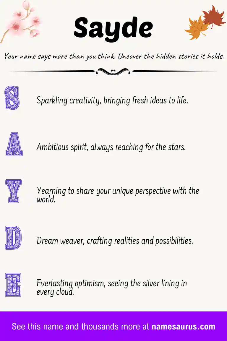 Acrostic poem about Sayde.