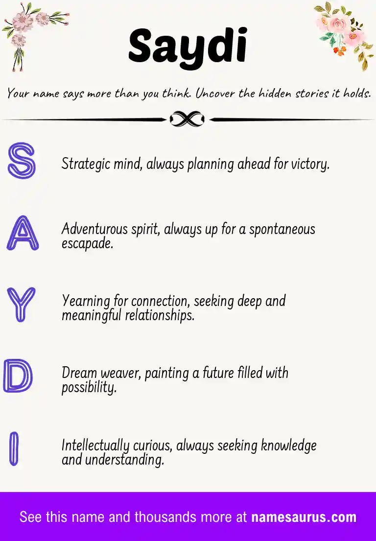 Acrostic poem about Saydi.