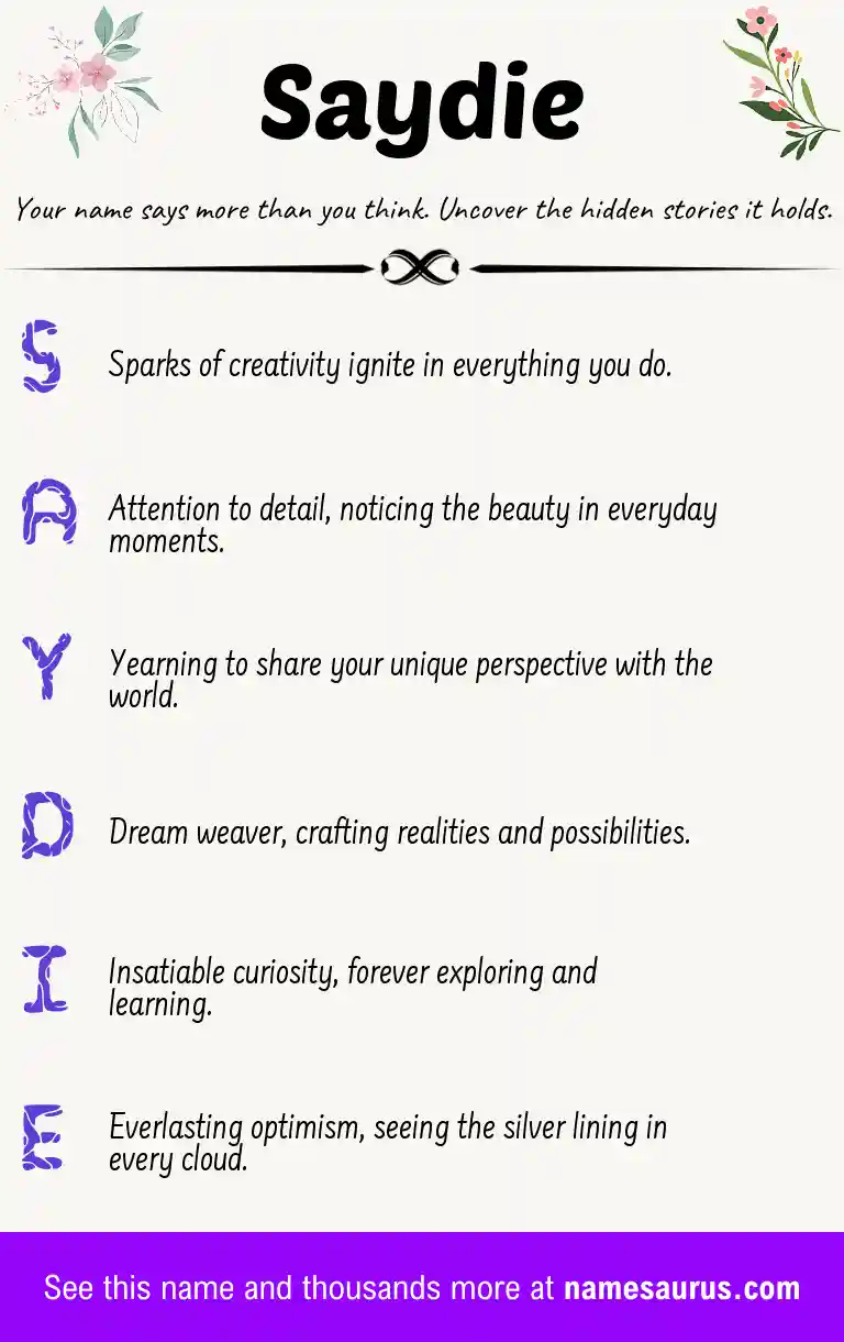 Acrostic poem about Saydie.