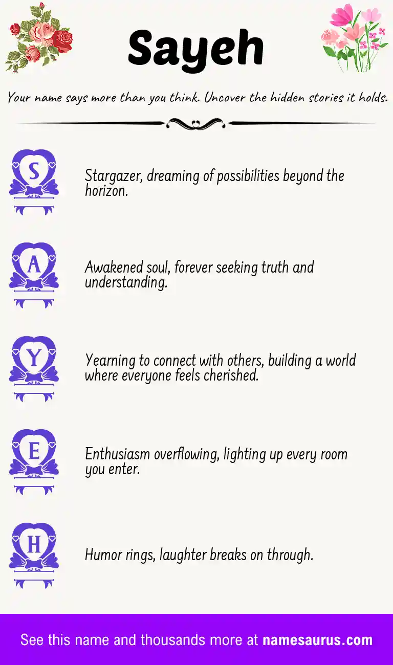 Acrostic poem about Sayeh.