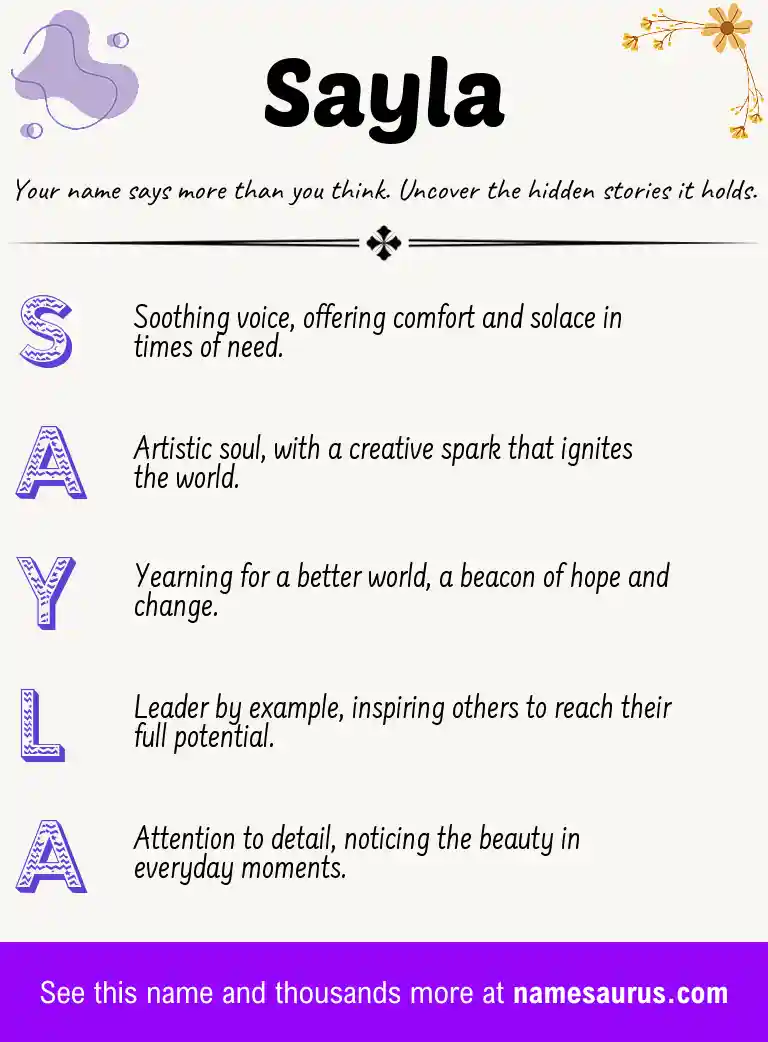 Acrostic poem about Sayla.
