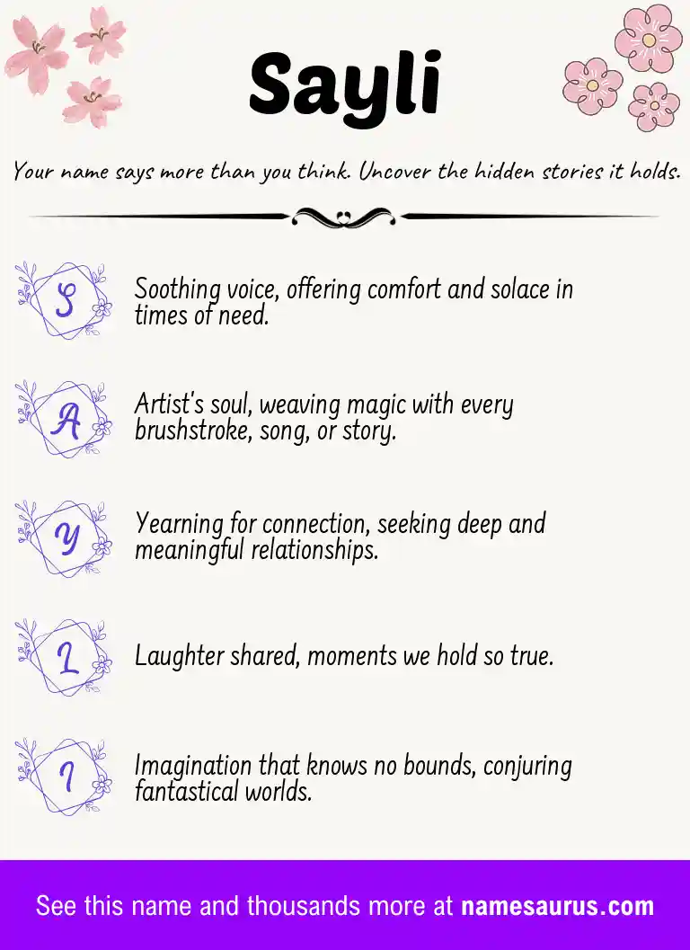 Acrostic poem about Sayli.