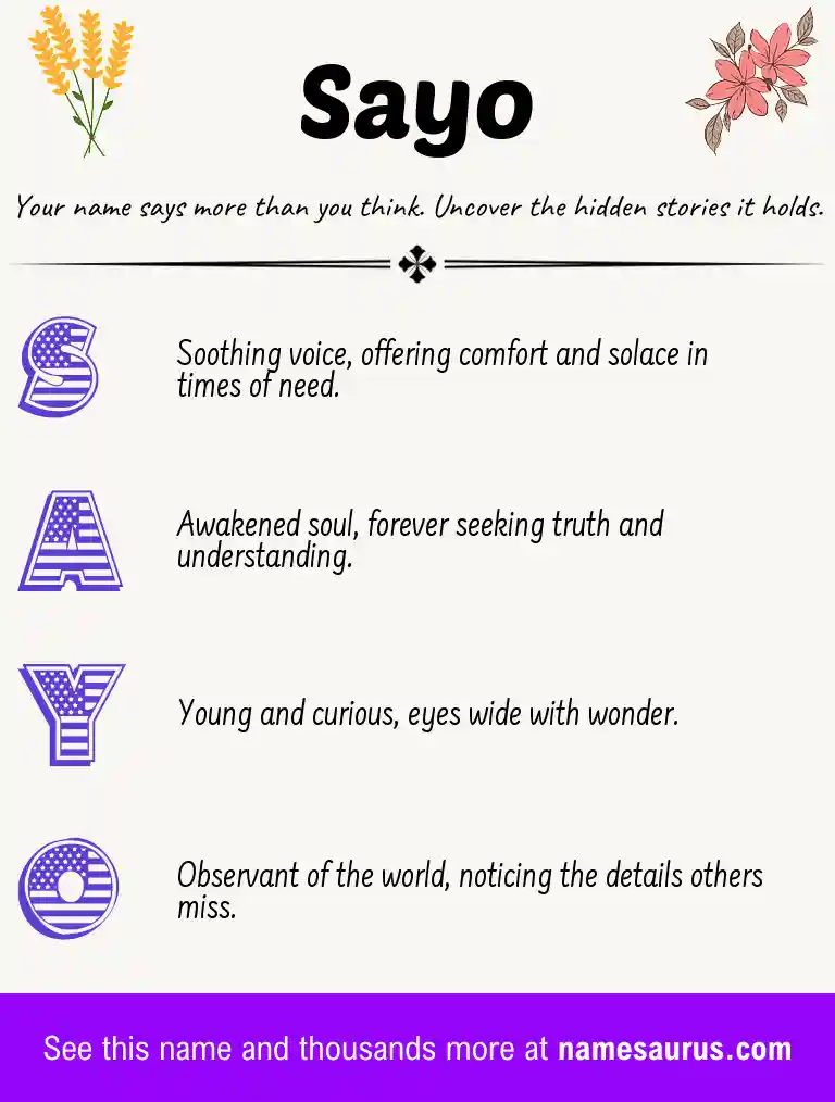 Acrostic poem about Sayo.