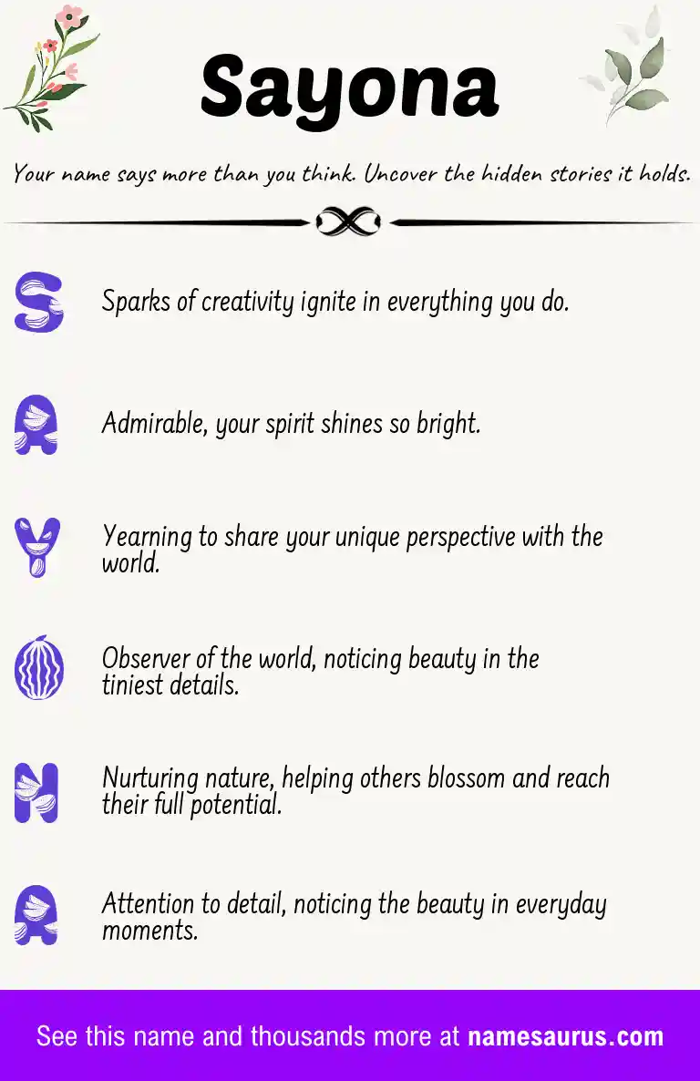 Acrostic poem about Sayona.