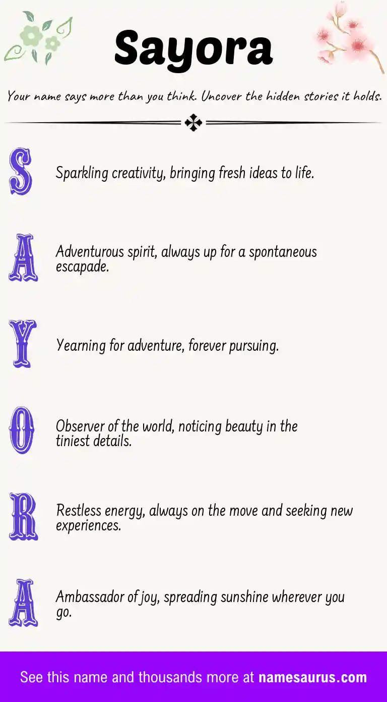 Acrostic poem about Sayora.