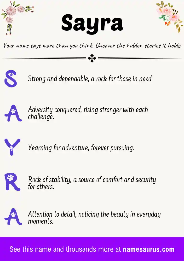 Acrostic poem about Sayra.