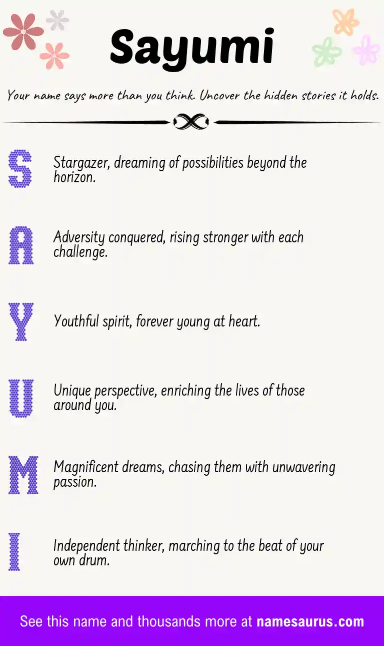 Acrostic poem about Sayumi.