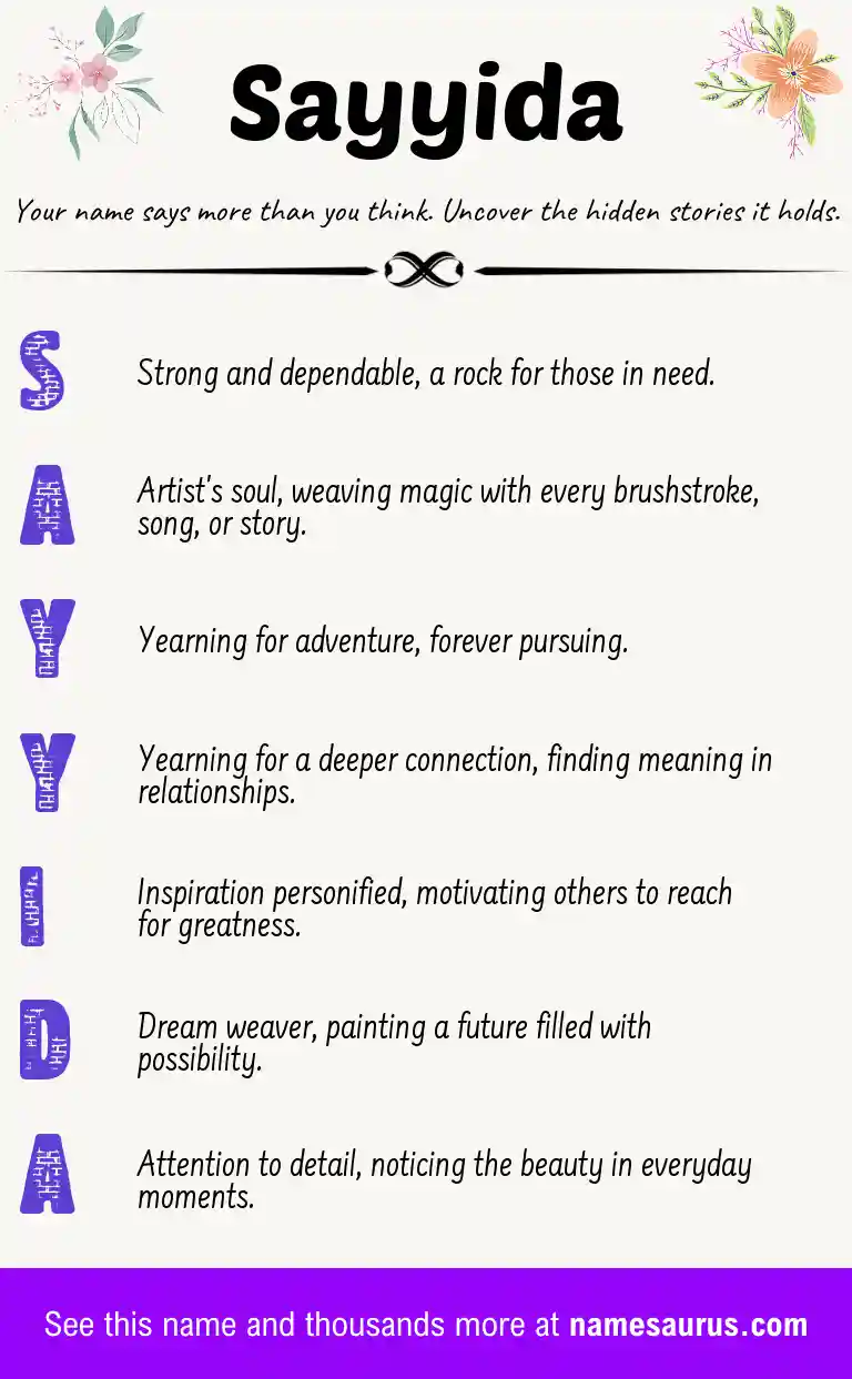 Acrostic poem about Sayyida.