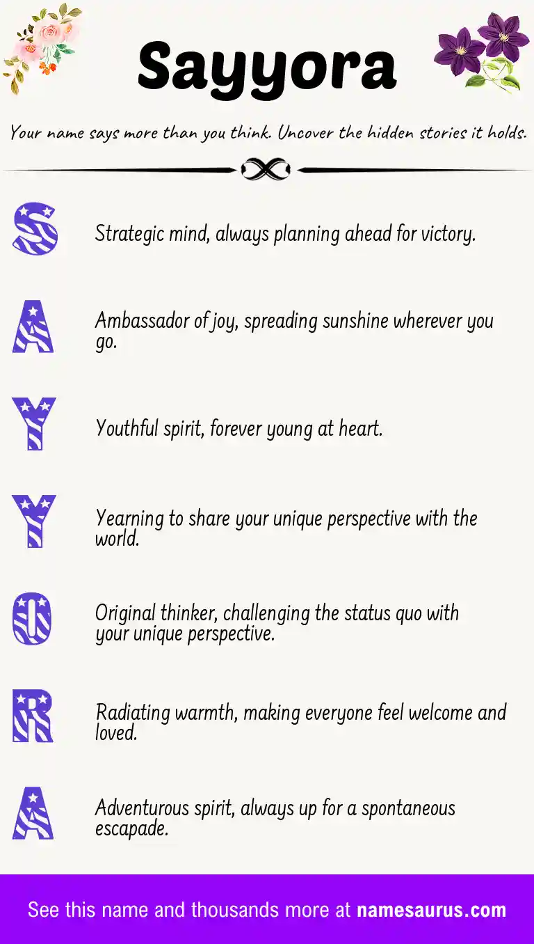 Acrostic poem about Sayyora.
