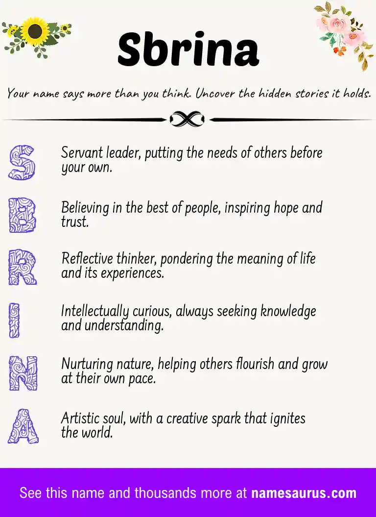 Acrostic poem about Sbrina.