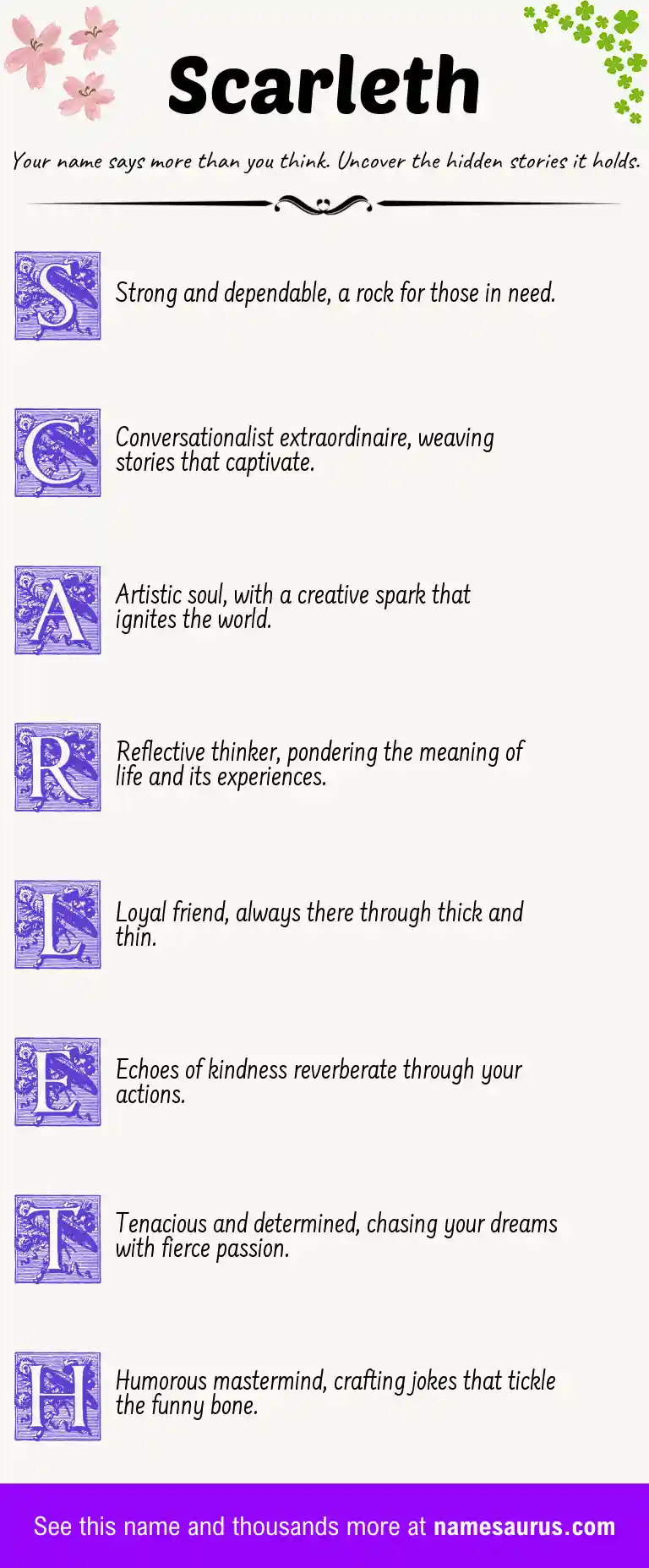 Acrostic poem about Scarleth.