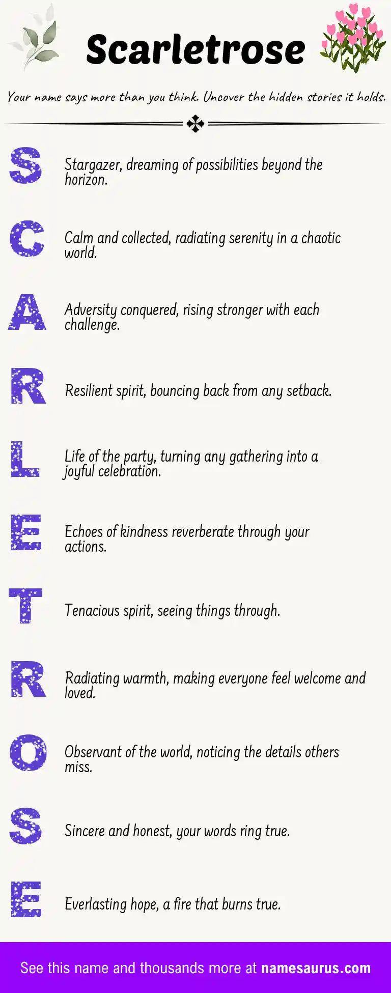 Acrostic poem about Scarletrose.