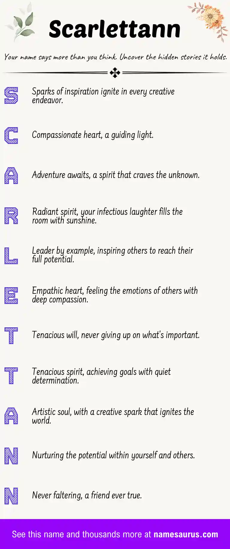 Acrostic poem about Scarlettann.
