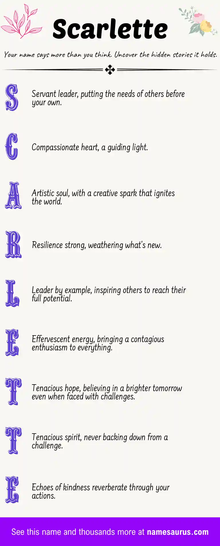 Acrostic poem about Scarlette.