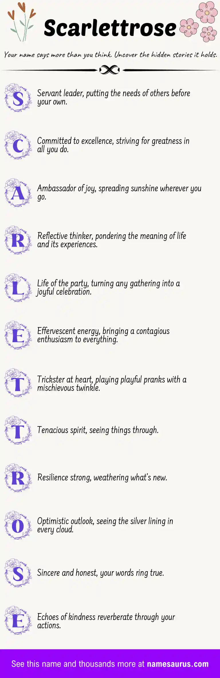 Acrostic poem about Scarlettrose.