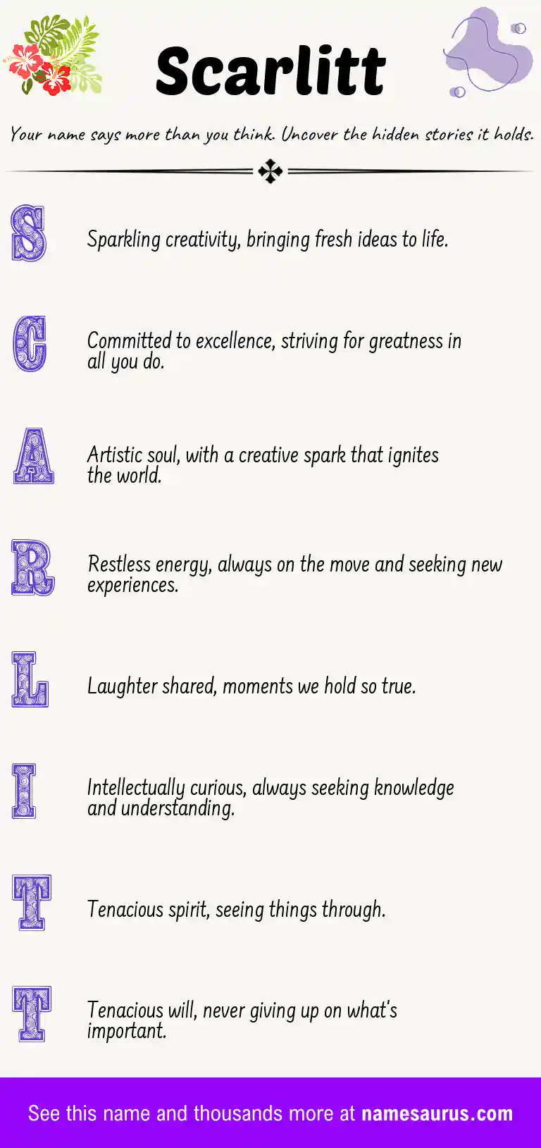 Acrostic poem about Scarlitt.
