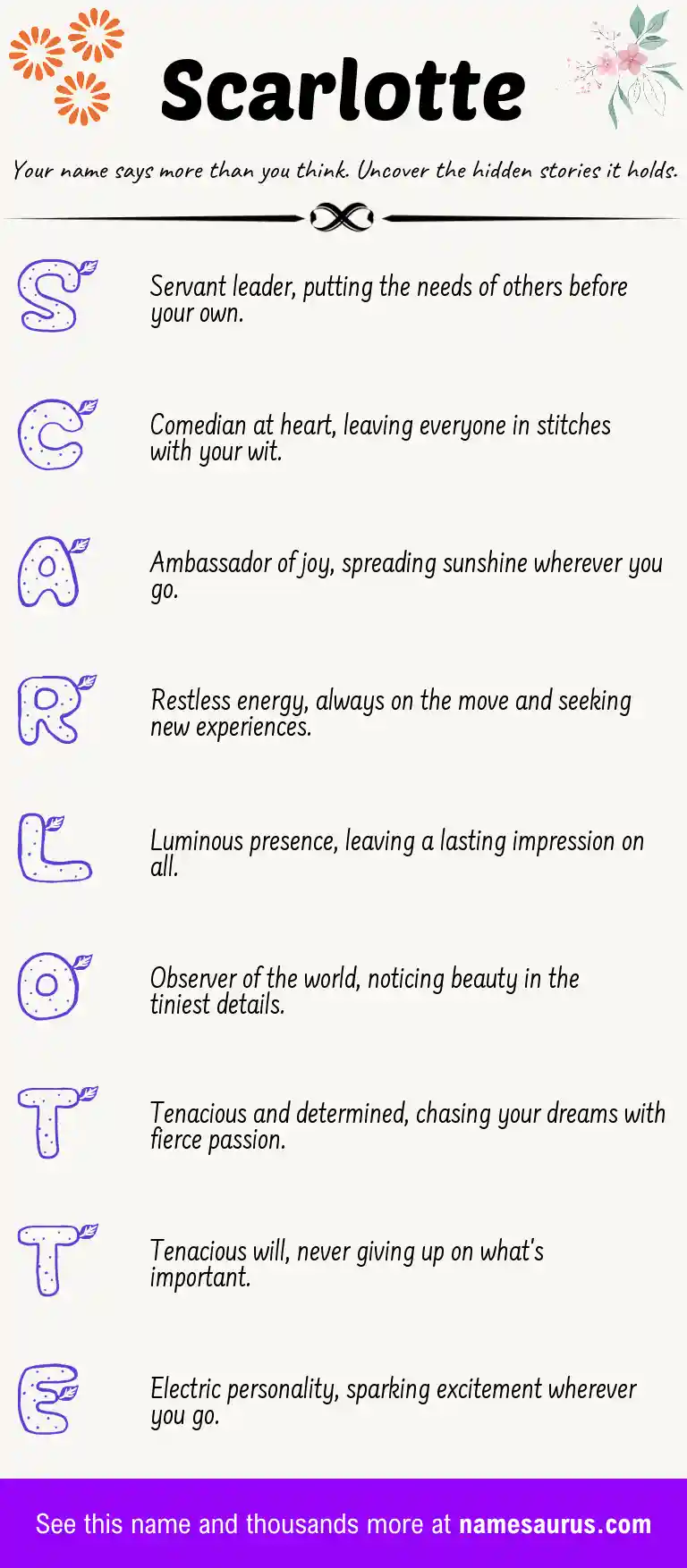 Acrostic poem about Scarlotte.