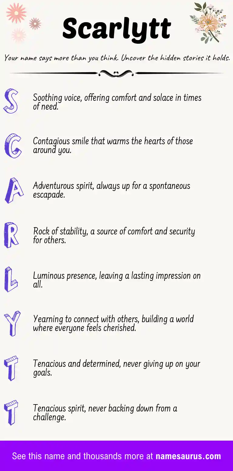 Acrostic poem about Scarlytt.