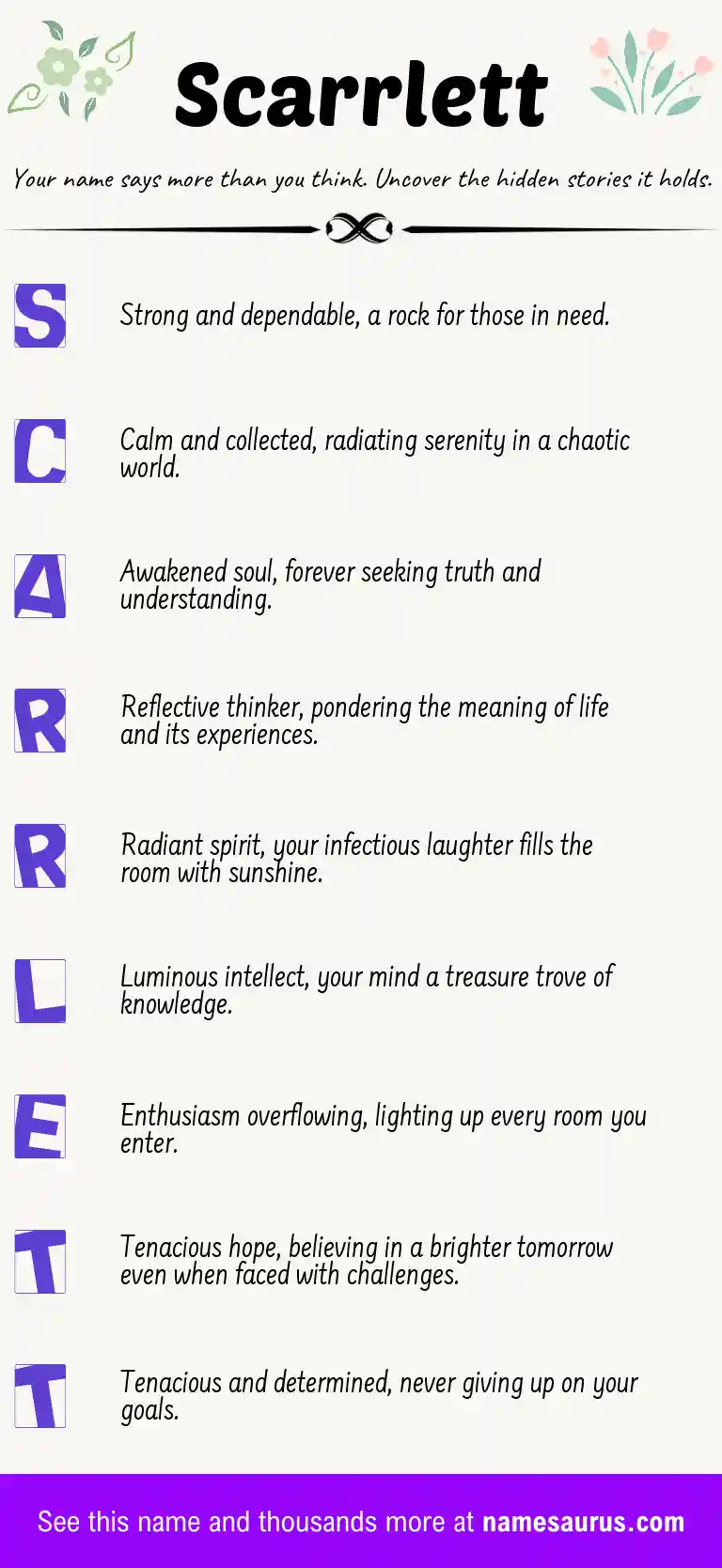 Acrostic poem about Scarrlett.