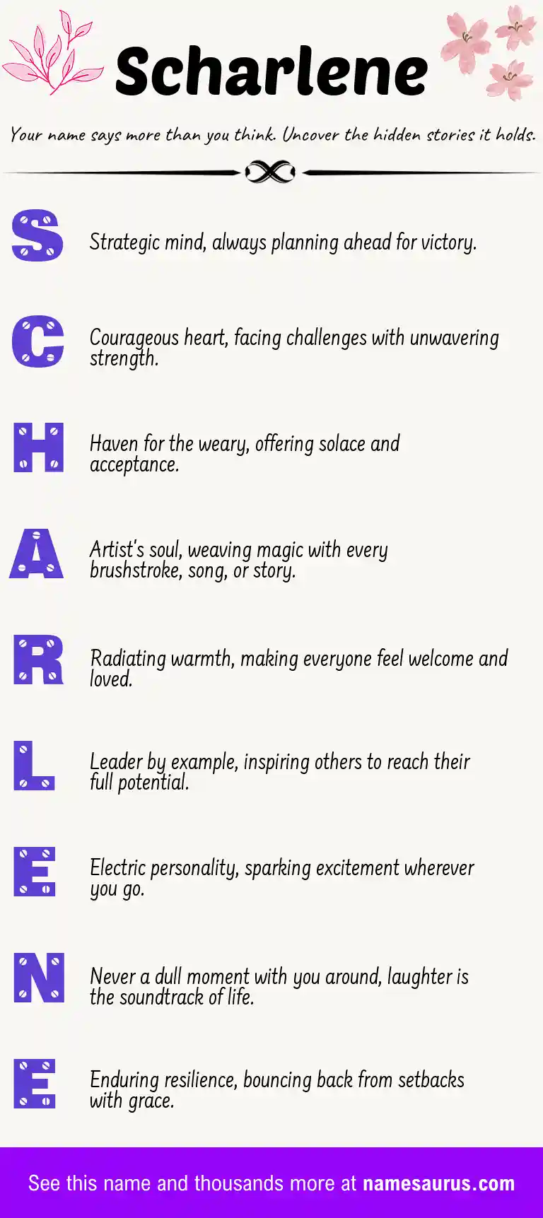 Acrostic poem about Scharlene.