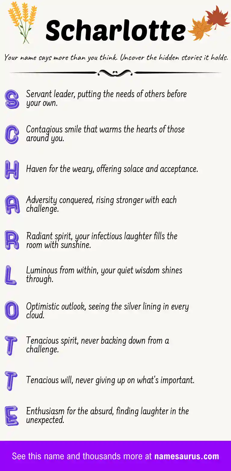 Acrostic poem about Scharlotte.