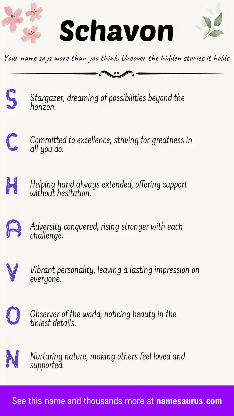 Acrostic poem about Schavon.