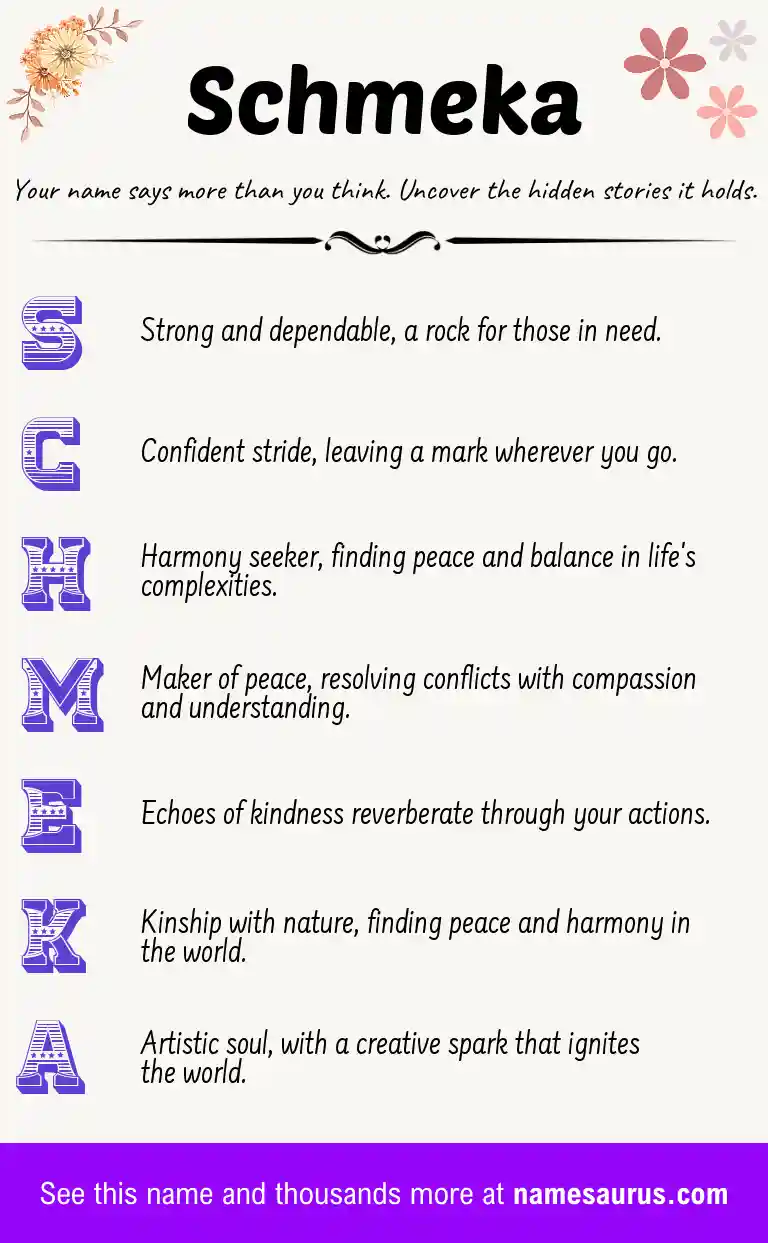 Acrostic poem about Schmeka.