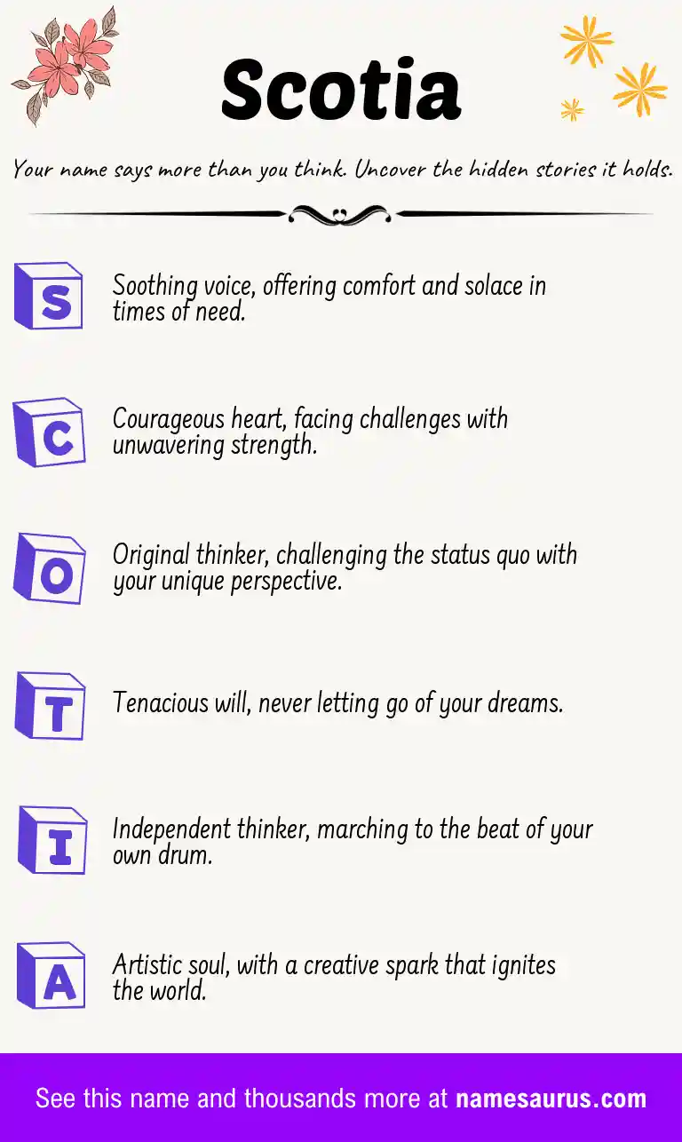 Acrostic poem about Scotia.