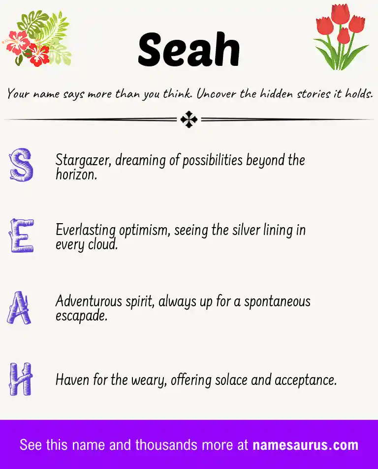 Acrostic poem about Seah.