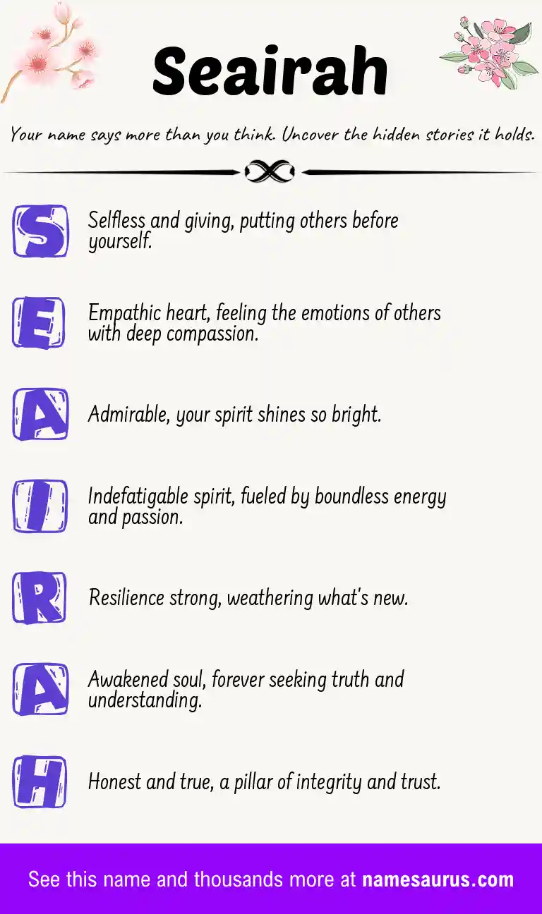 Acrostic poem about Seairah.