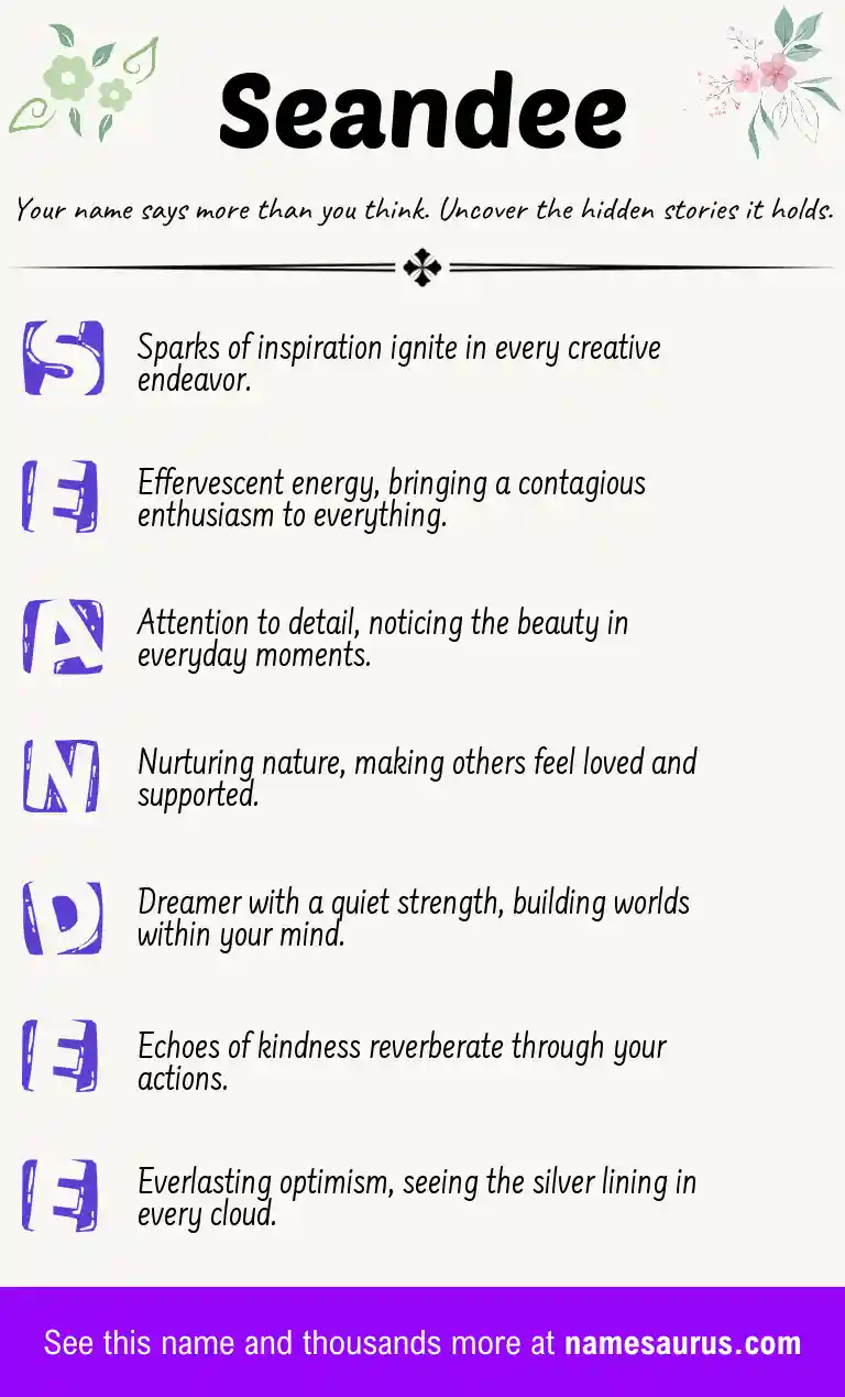 Acrostic poem about Seandee.