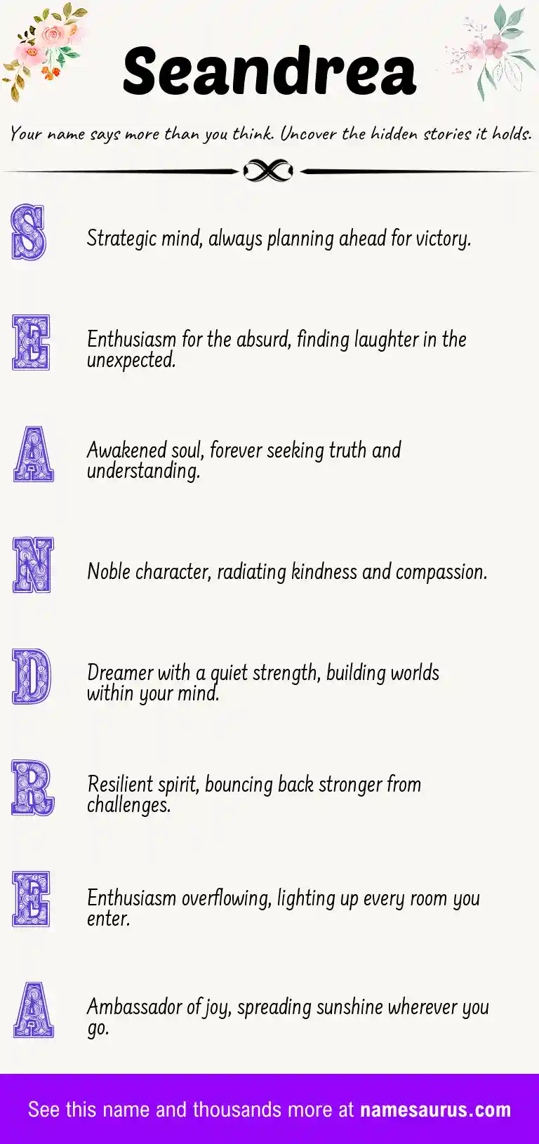 Acrostic poem about Seandrea.